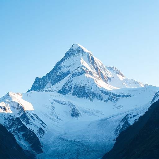 Snow-capped mountain peak with a glacier